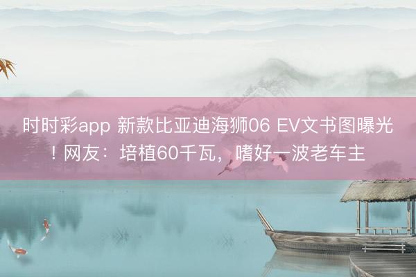 时时彩app 新款比亚迪海狮06 EV文书图曝光! 网友：培植60千瓦，嗜好一波老车主