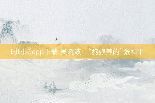时时彩app下载 吴晓波:“狗娘养的”张和平
