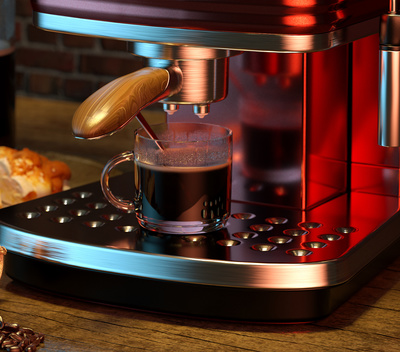 光影与蒸汽的交响 探索咖啡机照片级渲染的艺术与科技